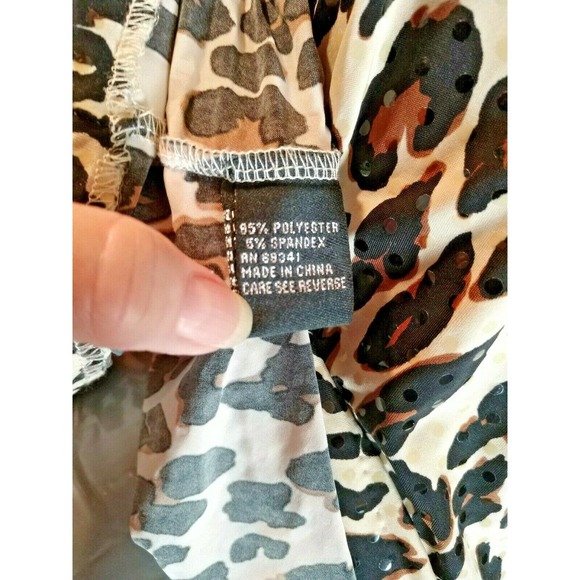 Lisa International Leopard Animal Print Full Zip Jacket Shirt Long Sleeve XLP - Picture 8 of 12